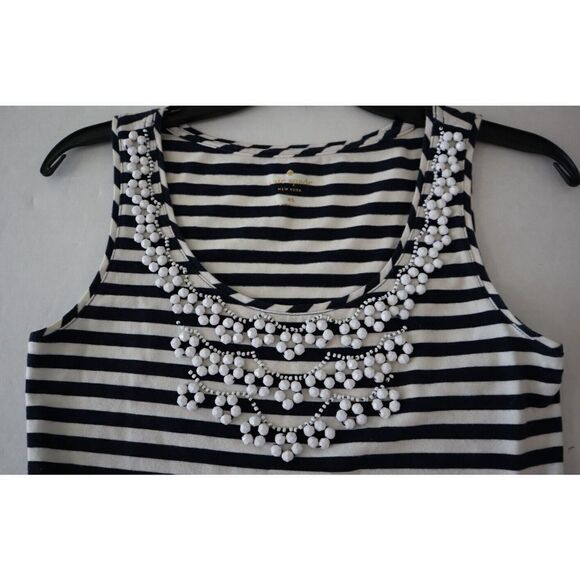 Kate Spade NJMU1145 Women's Sz XS Navy Blue/White Striped Beaded Tank Top $110 - Picture 5 of 5